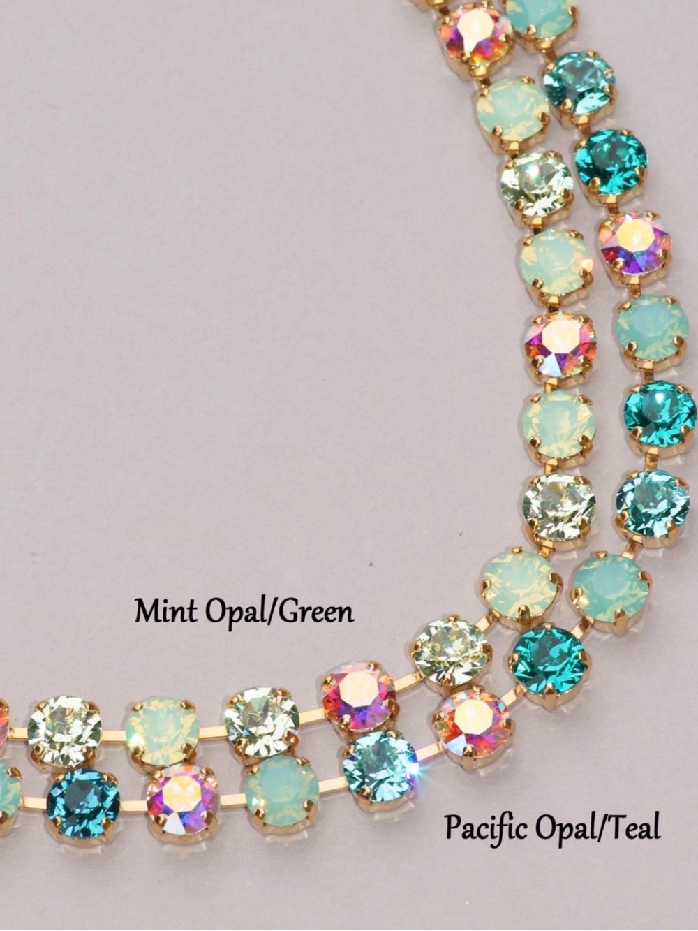 Swarovski Gold-Tone Aurora Borealis & Opal Crystal Necklace - Mint Opal - Picture 2 of 3
